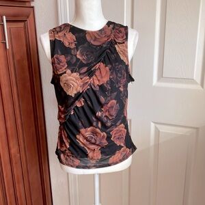Y2k Floral Sleeveless women’s Top - Black and Brown Size:XL Juniors